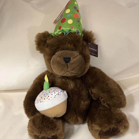 Pro Flowers Teddy Bear Plush Brown Happy Birthday Stuffed Animal Soft Toy - Picture 1 of 6